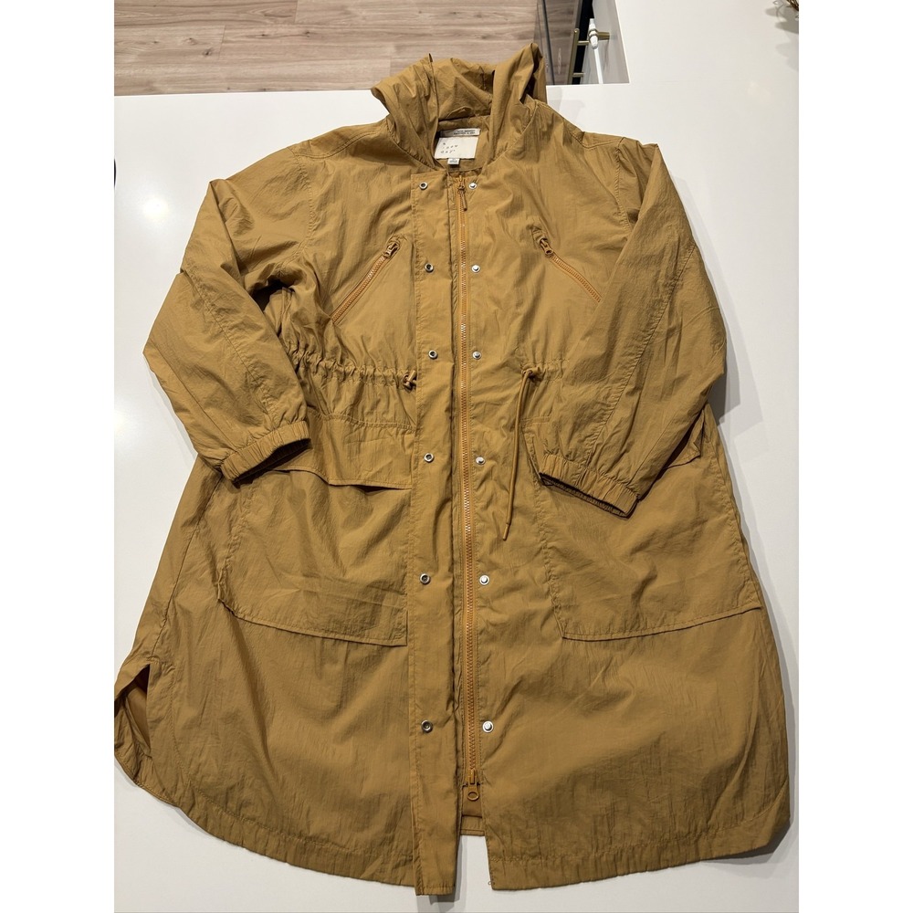 A New Day Women's Yellow Anorak Jacket XL Hooded Water Resistant Full Zip